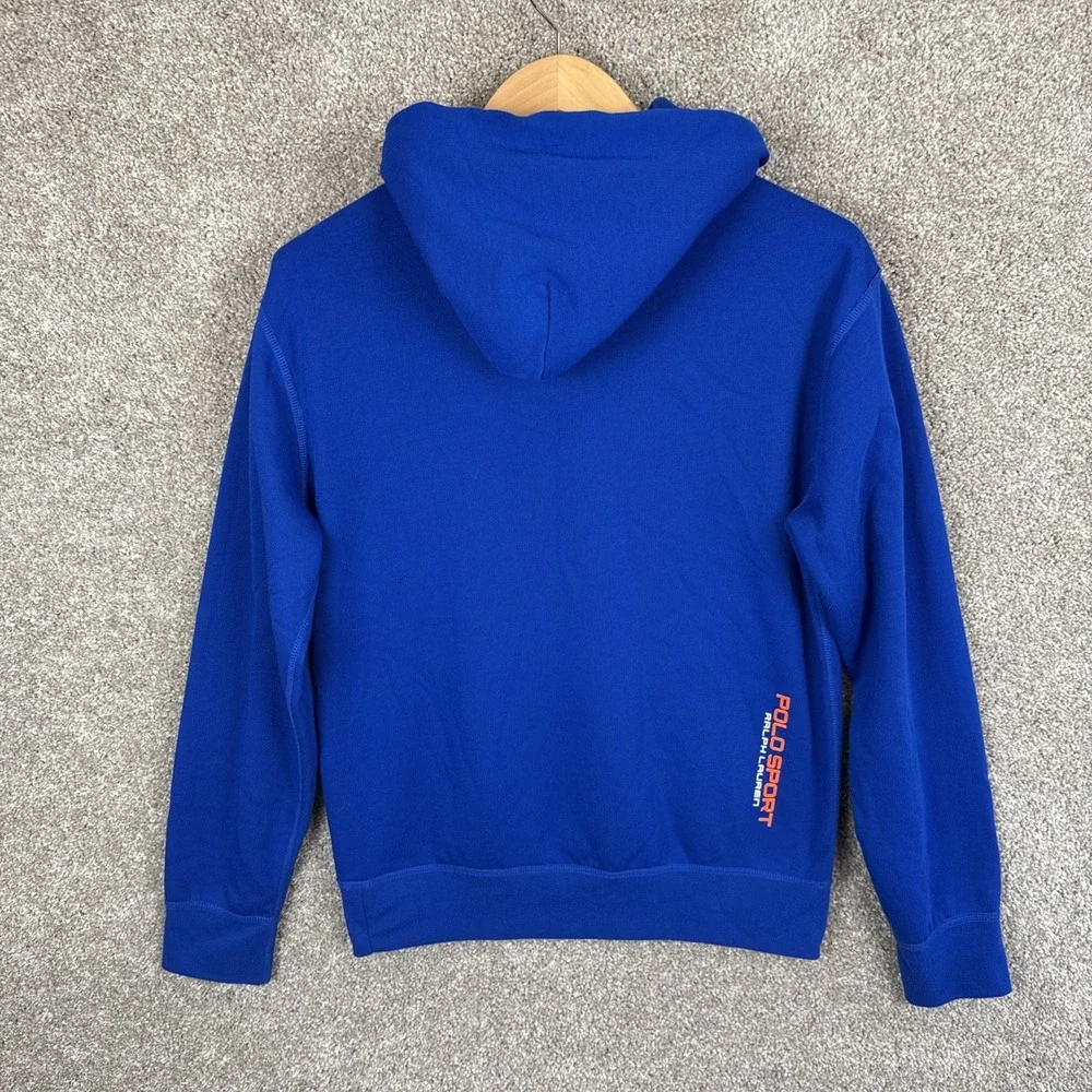 Polo Sport Ralph Lauren Mens Royal Blue Pullover Hoodie Small Logo Orange